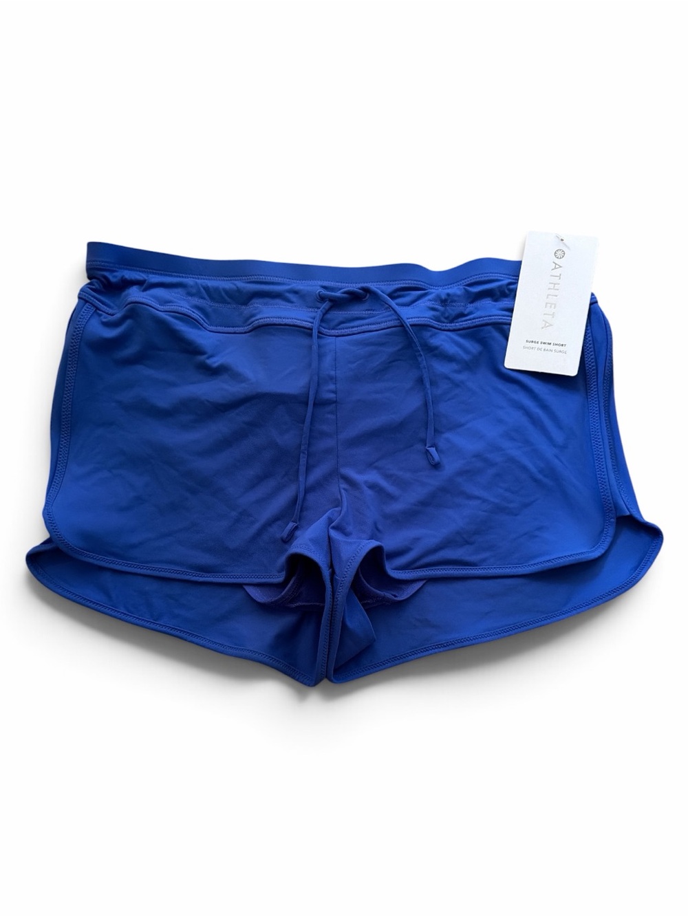 NWT Athleta Surge Swim Shorts Electric Blue Dolphin Hem Athletic Bottoms Size M - Picture 11 of 12